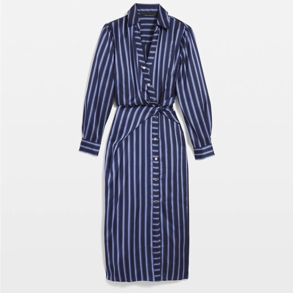 White House Black Market Dresses & Skirts - WHBM $135 Satin Striped Wrap Dress